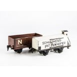 Märklin Gauge 1 Freight Stock: comprising a NE 8-plank open wagon in lithographed NE brown livery as