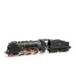 A Modern Paya O Gauge 3-rail Electric 2-6-2 Locomotive and Tender: in continental black/red livery