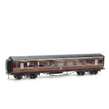 An Exley O Gauge LMS 1st Class Corridor Coach: in LMS maroon as no 8888 with interior detail,