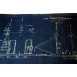 HMS "Queen Elizabeth" two very rare Original Blueprints for Bassett-Lowke Models circa 1919: