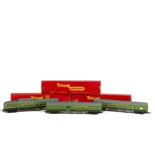 Tri-ang Railways 00 Gauge TC Two-Tone green Coaches: R335 70831 Coach, R336 Observation Car and R337