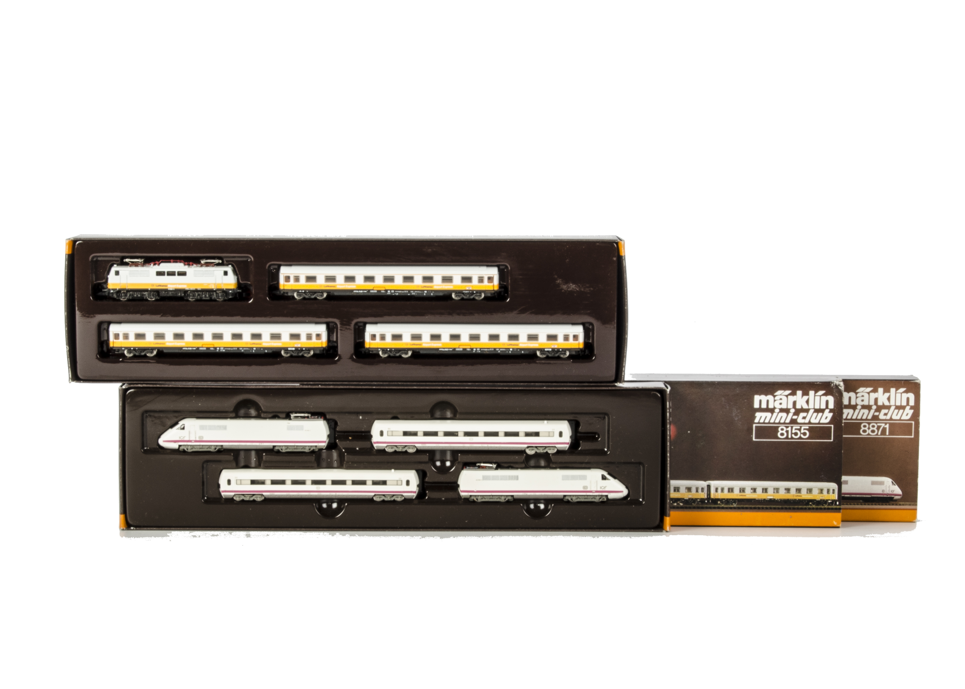 Two Märklin Z Gauge Train Packs: comprising 8155 Lufthansa Airport Express with Bo-Bo electric