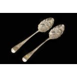 A matched pair of George III ‘berry’ spoons, London 1800, and 1801, by Richard Chatterton and