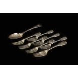 A set of 12 Victorian fiddle pattern starter forks, Dublin 1868 and probably by John Smith, plus a