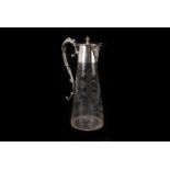 A Victorian silver plated and glass claret jug from Mappin & Webb, having cut floral and leaf design