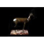 An Art Deco period bronze figure, modelled as a deer on marble base, chipped