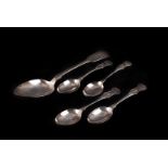 A set of four William IV Newcastle silver teaspoons, in Queen's pattern, bearing initials to