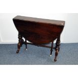 A Victorian mahogany Sutherland table, with drop leaves on moulded supports