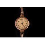 A lady's 9ct gold wristwatch, with mother of pearl dial, Sapho Swiss movement, not functioning, on
