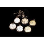 A group of six Victorian and later silver open faced pocket watches, from various makers, most