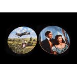 A large collection of Royal Doulton commemorative wall plates, including 'Heroes of the Sky'