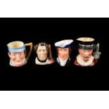 A collection of small Toby Jugs, various makers, characters to include, Yeoman of the guard, Mr