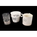 A 19th century pearlware Bath Union tankard, together with a pair of Pyramid night light holders and