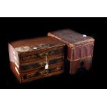 A mahogany veneer three drawer specimen chest, with partitions to top drawer and Edwardian brass