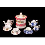 A collection of Miniature Ceramics, including Coalport, child's part tea set in Willow pattern,
