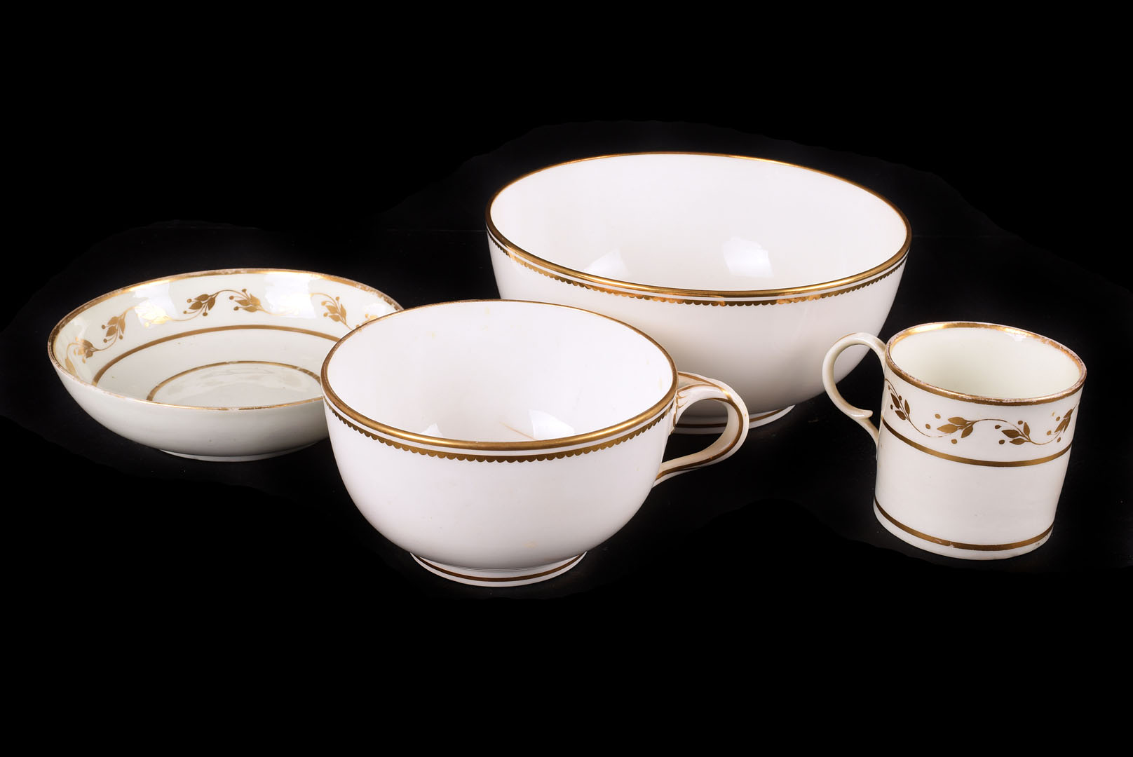 A Collection of 19th century ceramics, including 3 cups and saucers, deep sided sugar bowl and 5