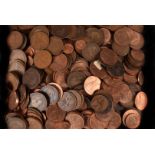 A collection of 19th century and later coins, a large quantity of copper pennies and half pennies,