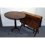 A Victorian mahogany Sutherland table, together with a 19th century tilt top circular ocassional