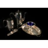 A WMF electroplated four piece tea service, together with a further group of electroplated items,