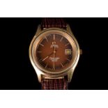 A 1960s Omega Seamaster Cosmic 2000 gentleman's automatic wristwatch, the coffee coloured dial