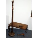 A collection of pre war Indian furniture, including a standard lamp and occiasional table and