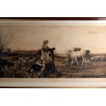 Robert W. MacBeth, a large dry point engraving on paper, The Few Farm, signed in pencil by