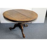 A Victorian mahogany breakfast table, the circular top, AF, on tripod pedastal base