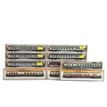 Fleischmann and Arnold N Gauge Continental Coaches, Fleischmann DB silver coaches 8122 3) and