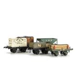 A Group of Hornby OAG and other Wagons, comprising OAG LMS hopper, NE open and GW lumber with