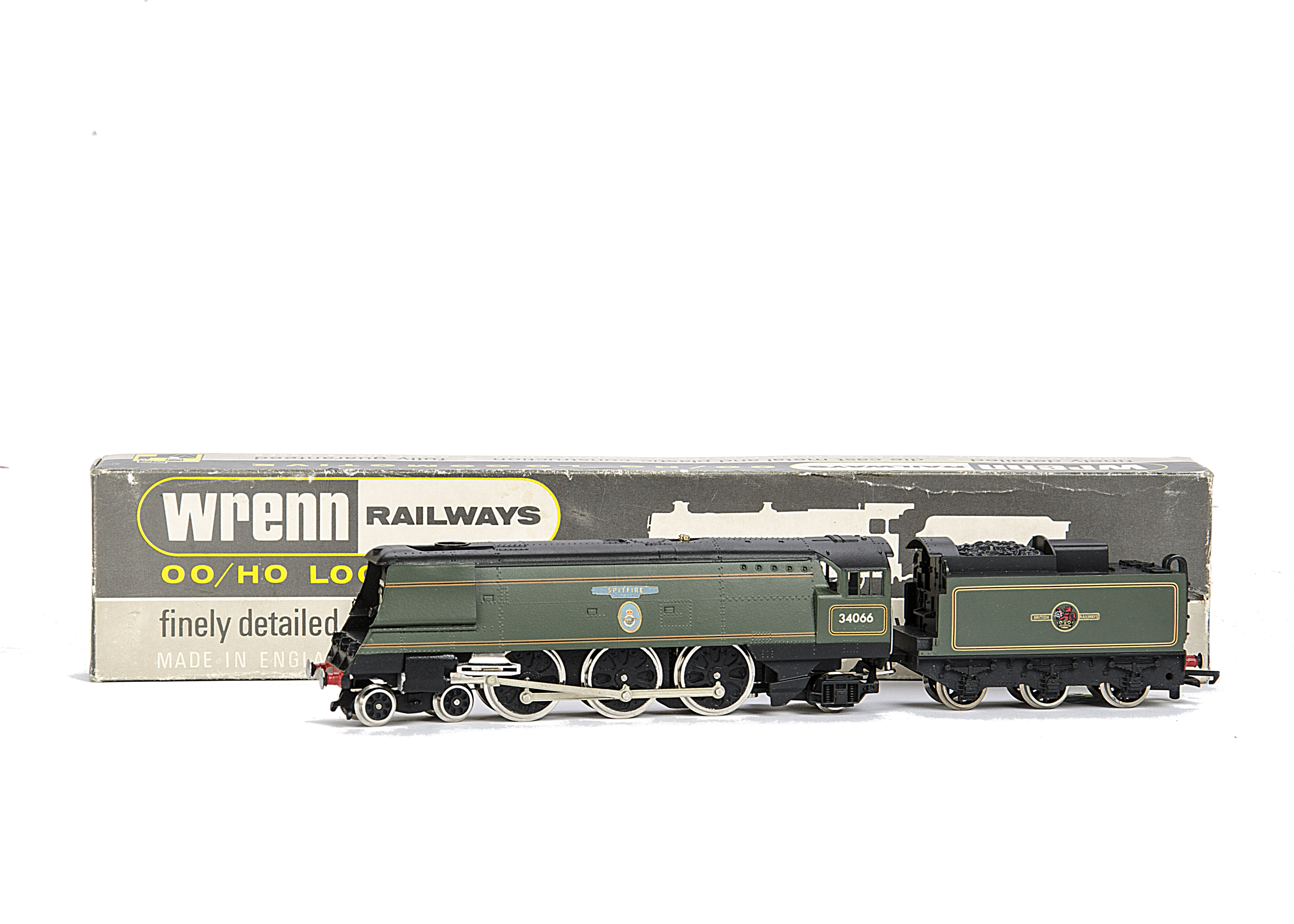 A rare Wrenn 00 Gauge W2277 Bullied 'Spam Can' BR 'Spitfire' Locomotive and Tender Running Number