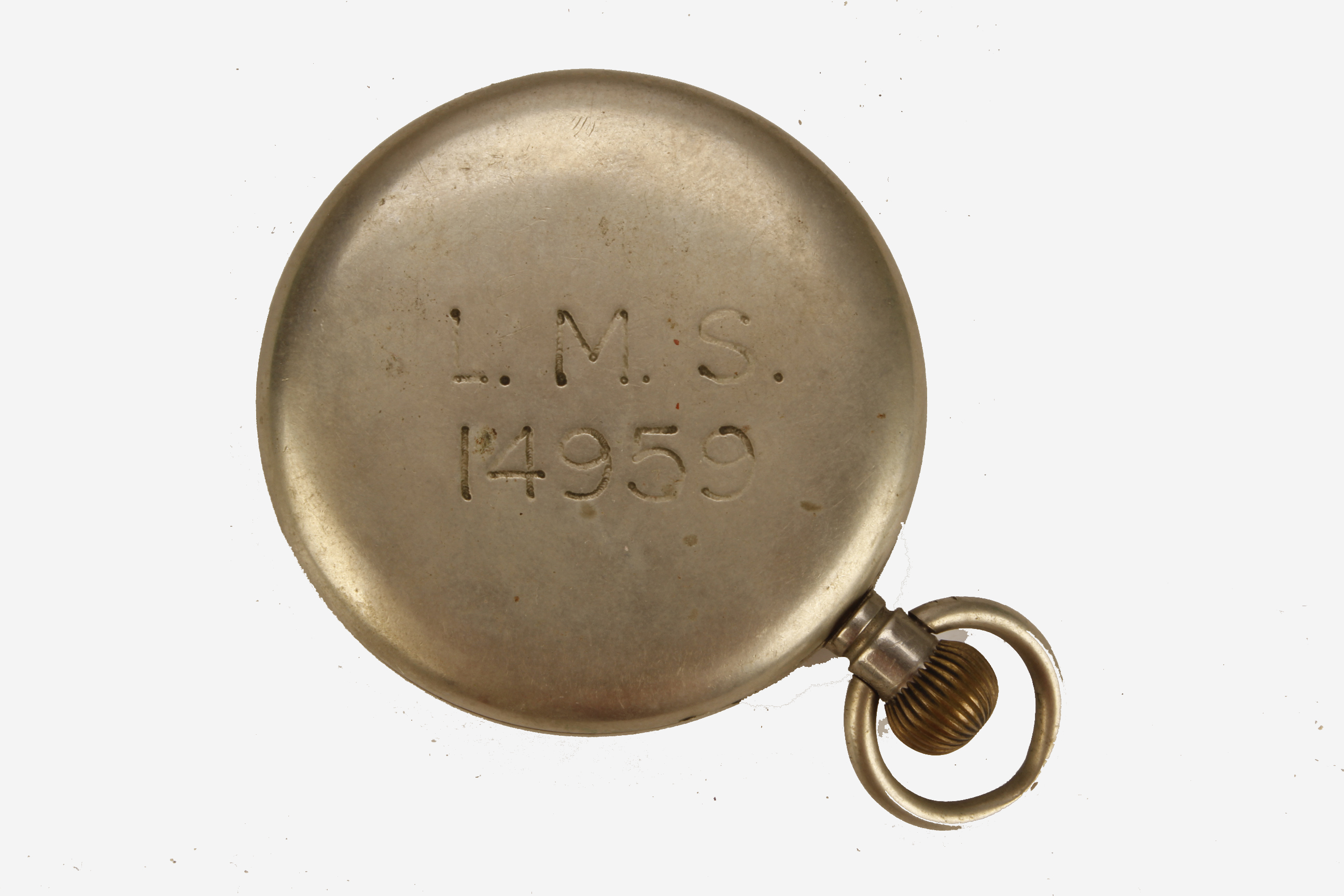 A LMS Pocket Watch, Swiss Made 15 Jewels, stamped LMS 14959 on back, in non related leather pouch, - Image 2 of 2