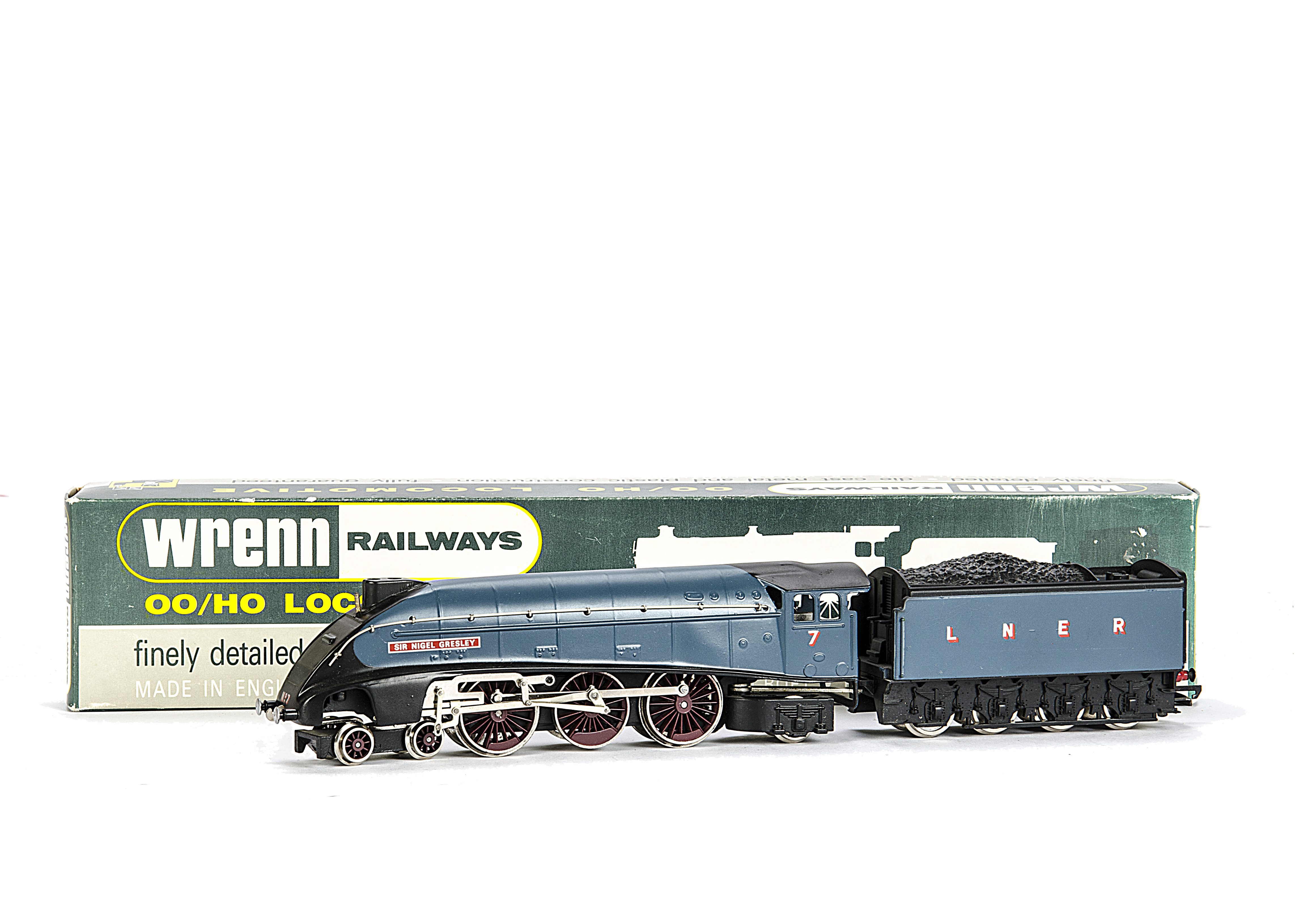 A rare Wrenn 00 Gauge W2212 LNER A4 'Sir Nigel Gresley' 4-6-2 Locomotive and Tender No. 7, in garter