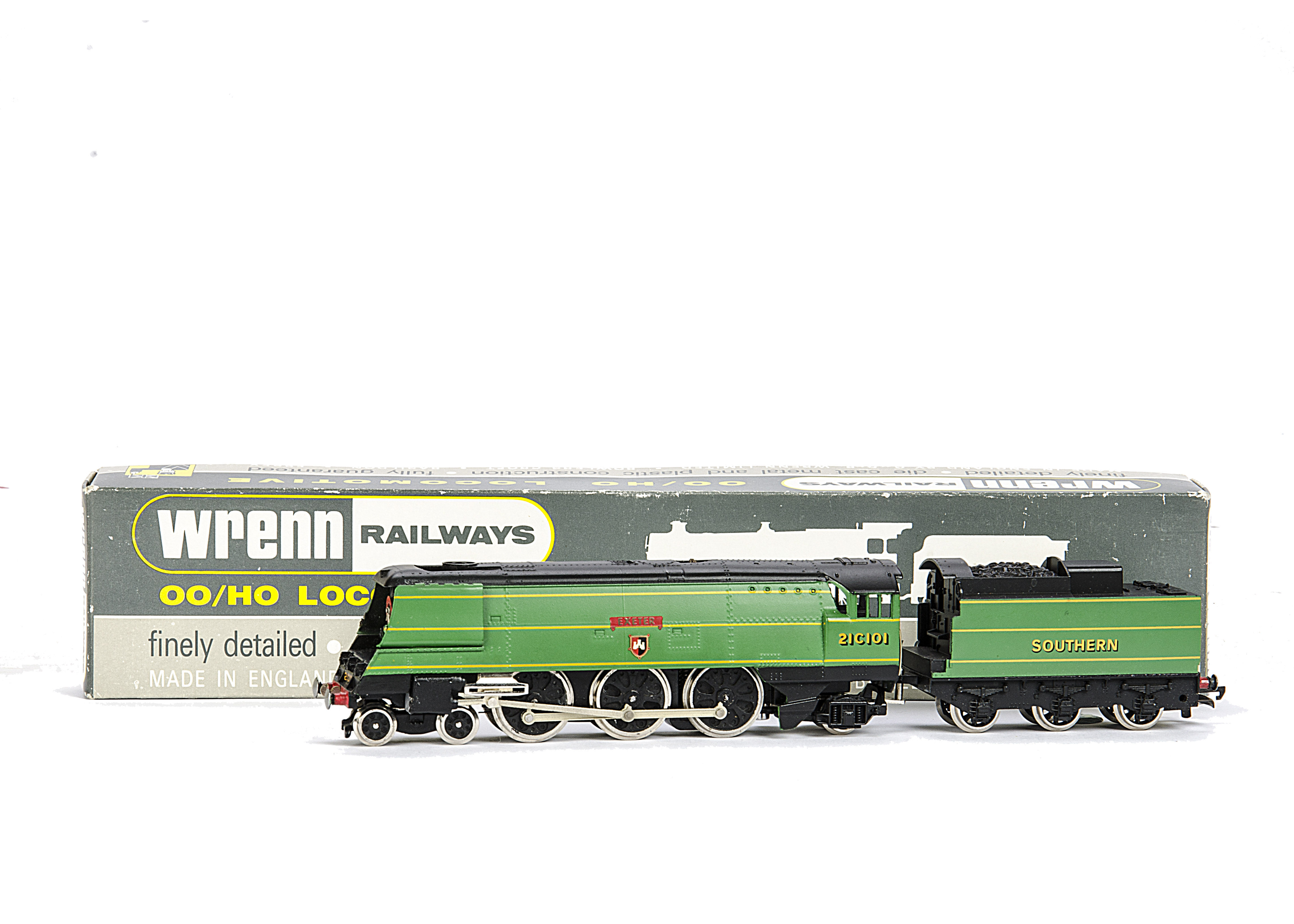 A rare Wrenn 00 Gauge W2276 Bullied 'Spam Can' SR 'Exeter' 3 Pole Locomotive and Tender Running