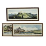 Framed Railway Carriage Prints approx 26" x 11", Of Scottish Subjects, in varnished wood frames,