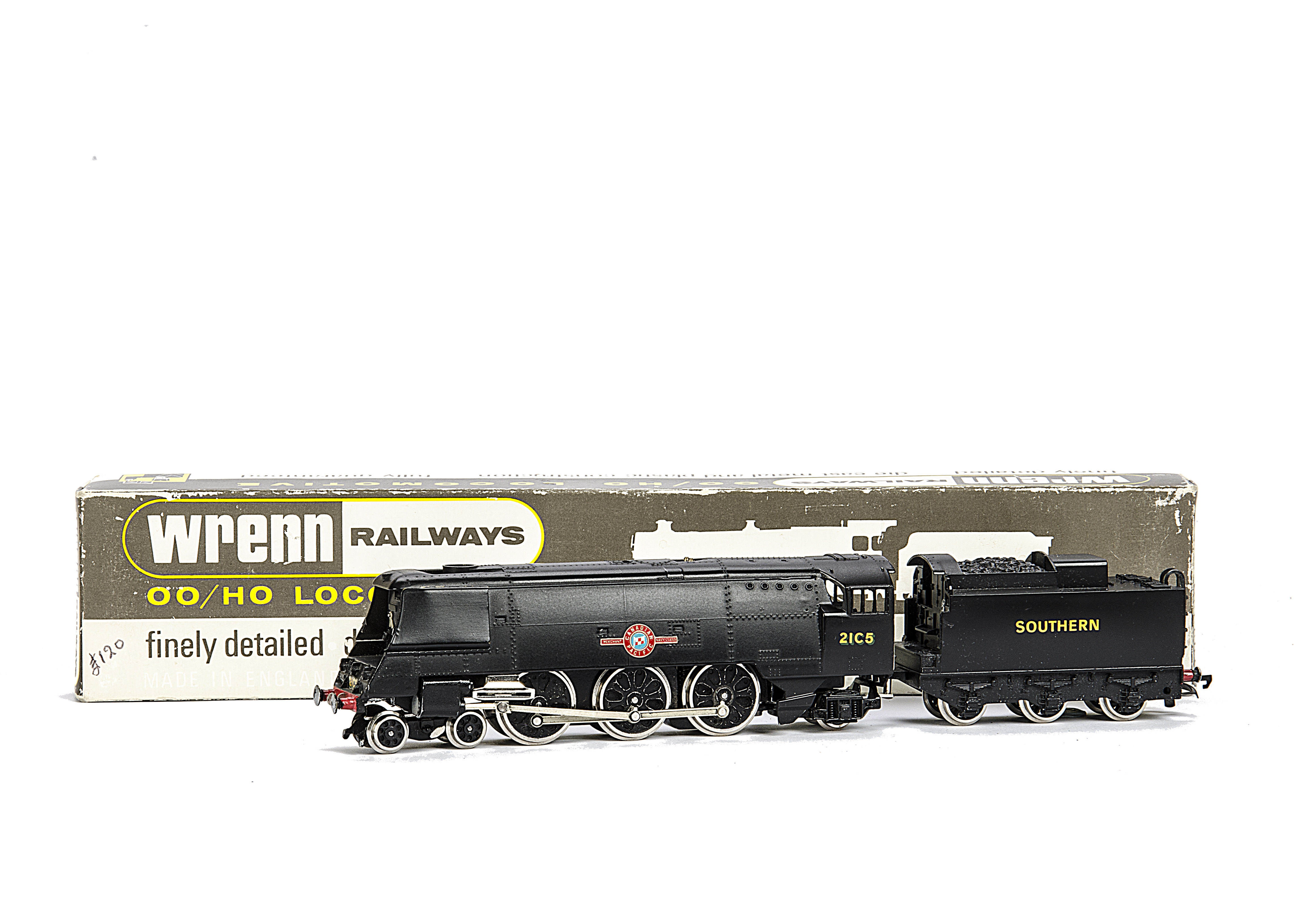 A rare Wrenn 00 Gauge W2289 Bullied 'Spam Can' SR Black 'Canadian Pacific' Locomotive and Tender