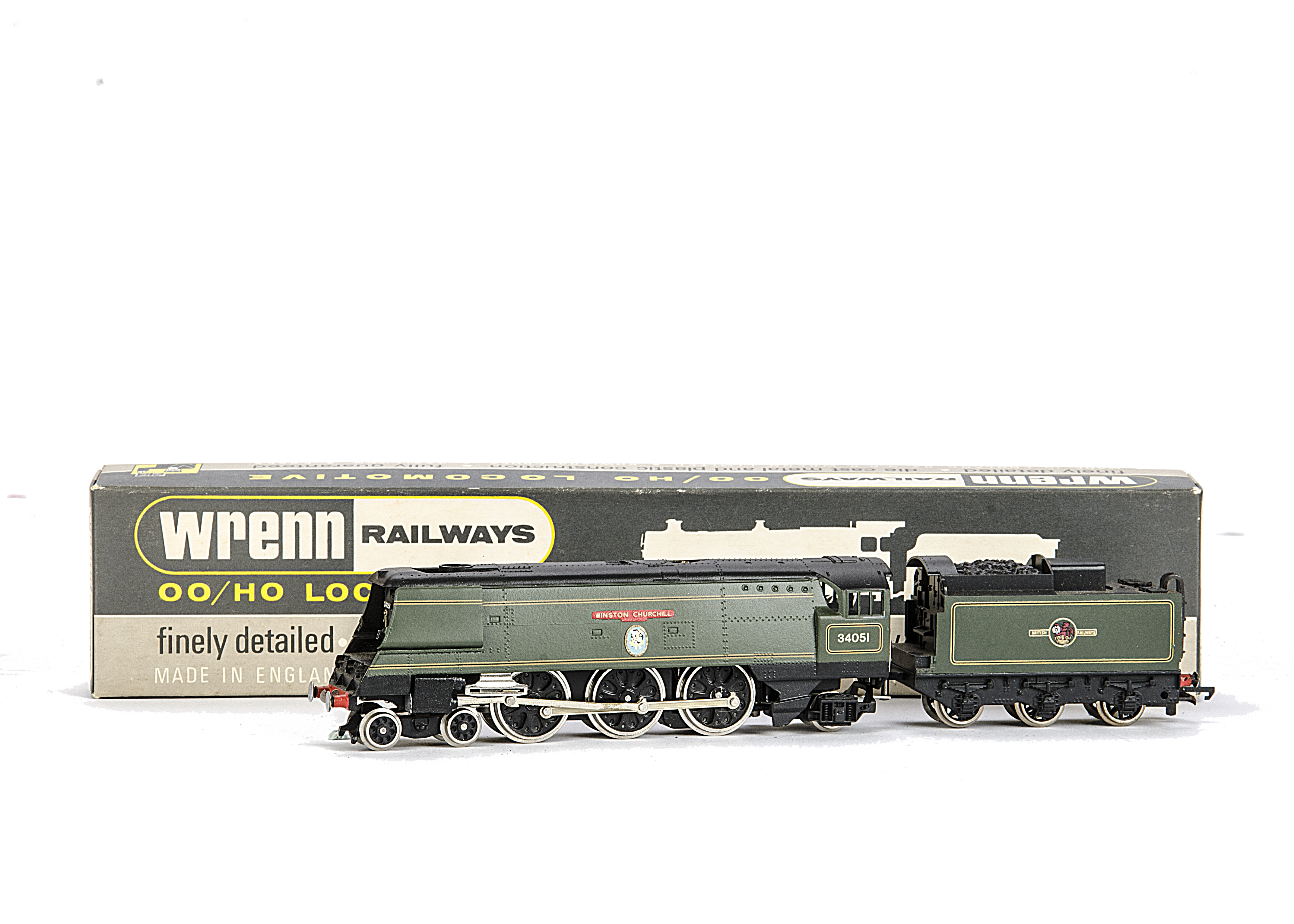 A Wrenn 00 Gauge W2265 Bullied 'Spam Can' BR 'Winston Churchill' Locomotive and Tender Running