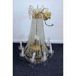 A fine 20th century Viennese chandelier ceiling light, festoon shape, with multiple strands of