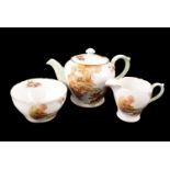 Shelley "Heather" part tea set, a fine bone china set comprising of, teapot, sugar bowl, cream