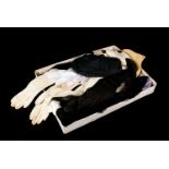 A collection of vintage lady's gloves and lace, comprising of various materials and designs (