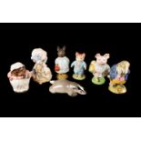 A group of six Beswick Beatrix Potter figures, comprising Lady Mouse, Mrs Tiggy Winkle, Little Pig