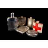 A quantity of pewter hip flasks, early Victorian examples and later