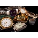 An Art Deco Aprey chromed clip watch, also an Ebel purse watch with a leather cover, together with