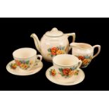 A Bilton's children's tea set, comprising four plates, four saucers, three tea cups, a milk jug, tea