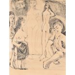 A facsimile Picasso print, depicting various nude female forms 57cm x 44cm, framed and glazed