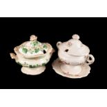 A collection of 19th century sauce tureens, four moulded with stands, one without, plus a rare shape