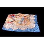 A 1950s silk scarf, having signature 'Jacqmar' to bottom right, decorated with women in elegant