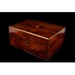 A rosewood box, having inlaid brass insignia to top and edges, with Bramar lock, missing key