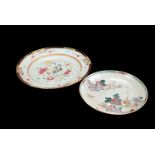 Three 19th century Chinese porcelain plates, including a famille rose example, together with