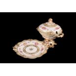 A Regency John Ridgeway porcelain part dessert set, decorated with finely painted bouquets to a