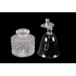 A Lalique Enfants pattern clear and frosted glass perfume bottle, complete with stopper, of